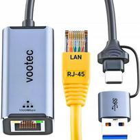 Adapter Sieciowy Karta Sieciowa Usb C 1000Mbps Rj45 Gigabit Szybki Lan 2W1