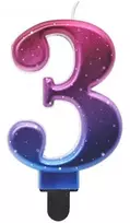 Spalvinga gimtadienio žvakė „Night Sky Metal“ su skaičiumi 3