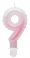 Baltai rožinė „Number Ombre“ žvakė „Number 9“, gimtadienio žvakė