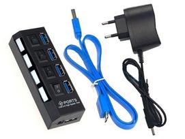 Hub Usb 3.0 Aktywny Rozdzielacz 4 Porty + Zasilacz