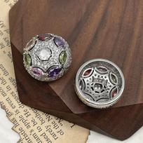 5pcs luxurious colorful diamond circular micro inlaid zircon buttons for jewelry buttons, women's knitwear, sweater 30L 19.0 MM antikvarinės žalvario spalvos