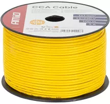 Viengyslis CCA kabelis, geltonas, 1x1mm² 100m 5A 12/230V AMIO-04448