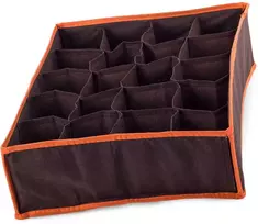 Drabužių dėklas su 20 skyrių, rudas, 35x28x10 cm