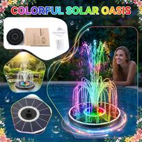 16cm Round Solar Fountain Pump Outdoor Garden Water Pool Decoration with RGB LED Lights and Solar Panel Powered Water Sprayer for Pond One Size