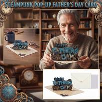 3D Pop Up Fathers Day Greeting Card Mechanical Gear Design Stand Up Card for Dad Unique Holiday Gift Idea One Size mėlyna