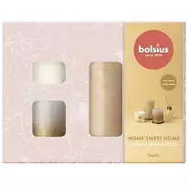 Bolsius Dovaninis rinkinys, žvakės ir namų kvapas VANILLA