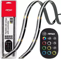 Amio Lanksčios šoninės LED COB juostos 2x30 cm 12V, RGB įvairių spalvų, su pultu