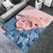 2025 Naujas Mielas rožinis paršelis Kilimas kilimėlis Svetainei Miegamajam Namų Sofos Dekoravimas, Vaikų žaidimams Neslystantis grindų kilimėlis 40x60cm( 15x23in )