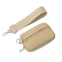 Fashion Nylon Hanging Card Holder Mini Portable Small Square Purse Bag Multifunction Waterproof Multi-card Hand Wallet Unisex chaki