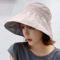 New Foldable Sunscreen Hat Cotton Double Sided Sun Hat Big Brim UV Protection Empty Top Cap abrikosas