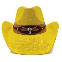 Western cowboy hat sun hat beige summer thickened sun hat cowboy straw hat men and women beach hat 56-58cm