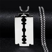 Stainless Steel Razor Blade Long Necklace for Men Women Black Color Punk Gothic Steampunk Grunge Hip Hop Necklaces Jewelry 913