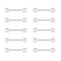 2-10 PCS 14G 16G Barbell Eyebrow Piercing Fixer Jewelry Tongue Ring Bioflex Plastic Transparent Lip Belly Ring Cartilage 6-38mm 16G 6mm