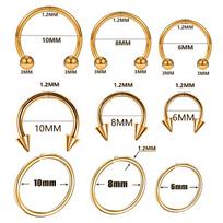 9pcs/lot Steel Ear Piercings Helix Piercings Eyebrow Piercings Lip Labret Rings Earring Tragus Barbell Piercings Body Jewelry auksas