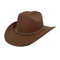 American Western Cowboy Hat Men's and Women's British Vintage Jazz Hat Felt Hat Big Brim One Size šviesiai ruda spalva