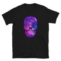 Skull Trippy Hippie Space Blue T-Shirt S
