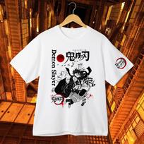 Demon Slayer Tanjiro & Nezuko Kamado Siblings T-Shirt Anime Kimetsu No Yaiba Graphic Tee Men's Streetwear Casual Top for Fans S įvairiaspalvis