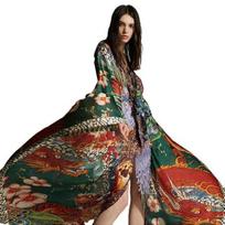 Women Beach Dress Kimono Style Loose Printed Cardigan Swimwear Sun Protection One Size Summer Vacation Bathing Suit Bikini Cover Ups Beach Wear įvairiaspalvis