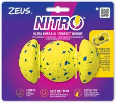 Zeus Nitro - pasvertas regbio kamuolys - geltonas ir mėlynas - 12,4 cm