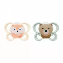 NUK MommyFeel Soother Perfect Match Air FOX/BEAR 0-2m 2pc box, 0-2 m