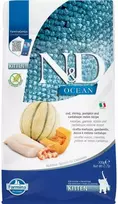 FARMINA N&D OCEAN - CAT Dry Cod Shrimp moliūgas&Cantaloupe KITTEN 300 gr