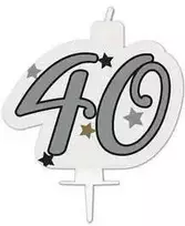 Su gimtadieniu, jubiliejus, su gimtadieniu, sidabrinė žvakė, skaičius 40