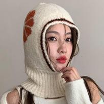 Winter Warm Knitted Balaclavas Ear Protection Neck Warmer Masked Cap Windproof Headgear Pullover Cap Men Women smėlis