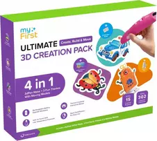 „myFirst 3dPen Make Creator Kit“ – kūrybinis 3D rinkinys: „3dPen Make“ rašiklis, 3 teminiai rinkiniai, 3 kilnojami modeliai ir įdėklai PCL raudona