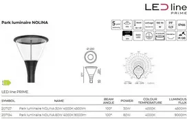 Atmosphera Led Line Prime Parko šviestuvas NOLINA, 230Vac, 60W, 9000lm, juodas