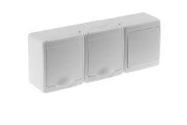 Switch BETA, 3 module, single,  with socket white IP44  BETA