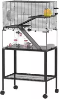 Aosom Žiurkėno narvas, 77x49x130.5 cm, juodas, plienas ir plastikas