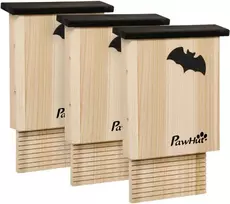Aosom Šikšnosparnių namelių rinkinys, 3 dalys, 25x6x37,5 cm, natūralus, medis