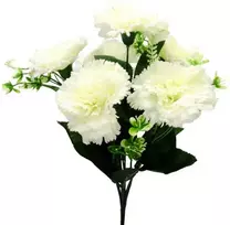 Dirbtinė gvazdikų puokštė, 33 cm - Balta