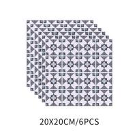 Pilka gėlių plytelių lipdukas Virtuvės Backsplash Aliejui atsparus vonios kambarys Neperšlampamas namų dekoras Sienų lipdukai Peel Stick Meno freska 20*20cm*6Pcs