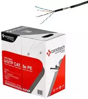 Conotech Susuktos poros LAN kabelis, cat.5e, U/UTP, PE, 305m, CU, juodas, išorinis