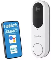 „Smart 2K Reolink“ su baterija veikiantis „WiFi“ vaizdo domofonas, baltas
