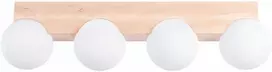 Sollux Lighting BULBO „Peach Puff“ 4 lempučių pakabinamas šviestuvas su mediniu ir stikliniu akcentu, modernus dizainas