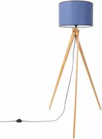 Sollux Lighting Ispaniškas oranžinis NATT toršeras, 77 cm, natūralaus medžio, tamsiai mėlynas gaubtas, IP20