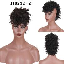 XINRAN sintetinis perukas juodoms moterims Mohawk Kinky garbanotiems plaukams Afro High Puff trumpas kuodas su kirpčiukais 45cm