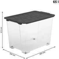 Dėžė su dangčiu ir ratukais Evo Safe Rotho 59x51.2X39.5/65L permatoma/antracito sp.