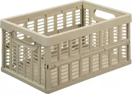 Sulankstoma plastikinė dėžė M NHG 35.5x24.2x16.3cm švies.smelio spalvos