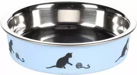 Plieninis dubenėlis katėms Flamingo D11cm/160ml mėlynas