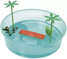 Apvalus akvariumas vėžliams Tortuga Isle Georplast D26cm/H7.5cm/3L plastikinis