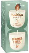 „Bolsius CleanLight“ žvakių papildymai, 2 vnt., bergamotės ir nerolio kvapas