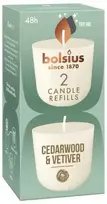 „Bolsius CleanLight“ žvakių papildymai, 2 vnt., kedro ir vetiverijos aromatas