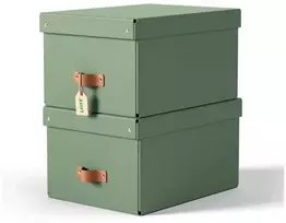 Leitz Puro laikymo dėžė su dangčiu, vidutinė, 17 l, 2 vnt. pakuotėje. Žalias kartonas, 17 l, 270 mm, 370 mm, 200 mm.