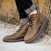 Vintage Martin Boots Leather Men'S Boots Tooling Boots Cowhide Short Boots Breathable Locomotive Boots Desert Boots Men'S Shoes 38