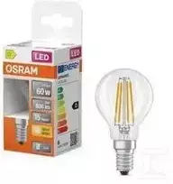 LED lemputė OSRAM Filament, E14, P60, burbuliukas, 5,5W, 2700K, 806lm, non-dim,skaidri