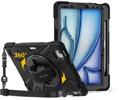Crong Defender Plus - Rugged dėklas Apple iPad Air 11" M3 2025 / M2 2024 juodos spalvos