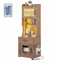 Promotions Kačių tualeto spintelė 50x45x152 cm natūrali, reguliuojamas LED apšvietimas, laikymas